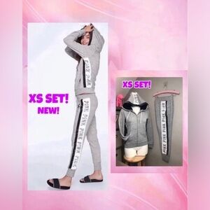 Victoria's Secret PINK Rare BLING SET SEQUINS HEATHER GREY BRANDNEW! XS SET